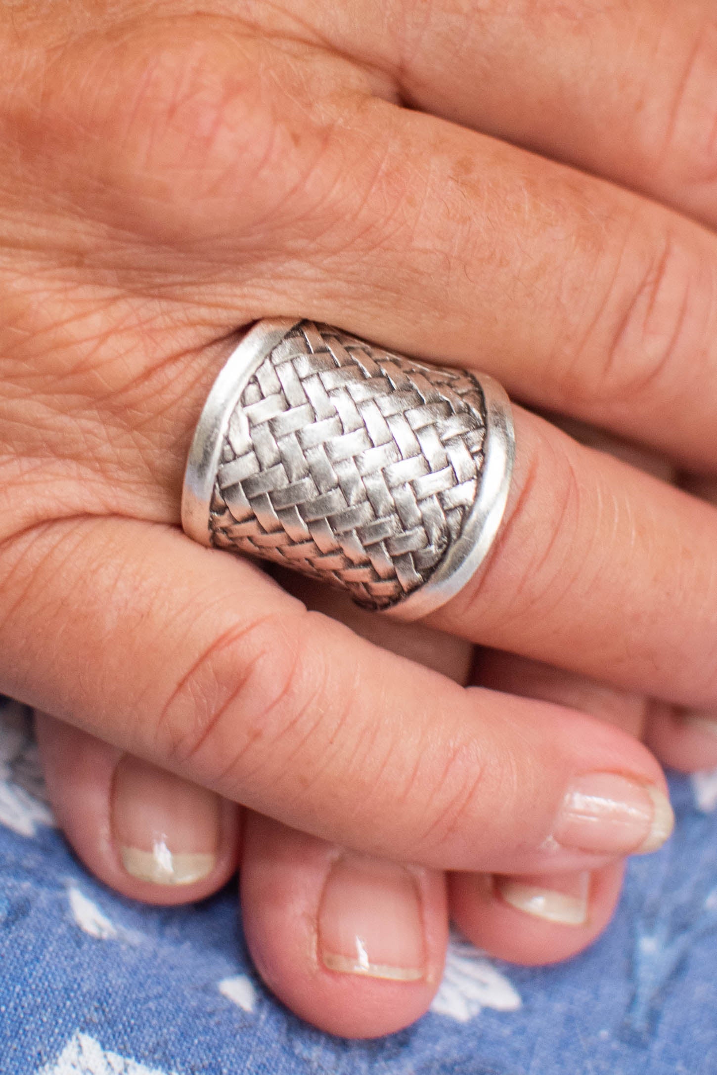 Woven Wisdom Adjustable Zamak Ring · Mexicali Blues