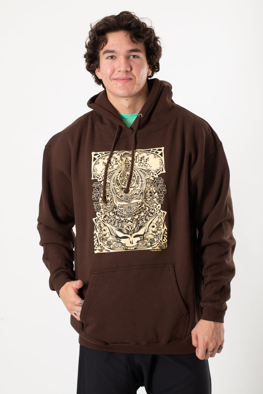 Matt is wearing size XL Grateful Dead hoodie