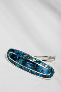 alpaca silver shell barrette iridescent hair clip