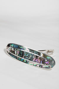 alpaca silver shell barrette iridescent hair clip