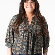 Anjali Sari Inspired Peasant Top