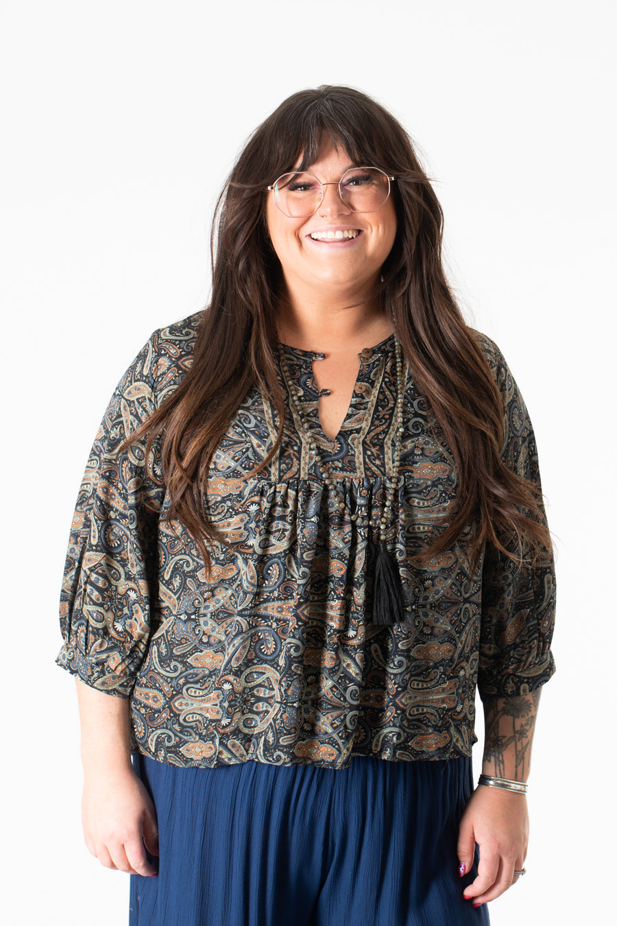 Anjali Sari Inspired Peasant Top