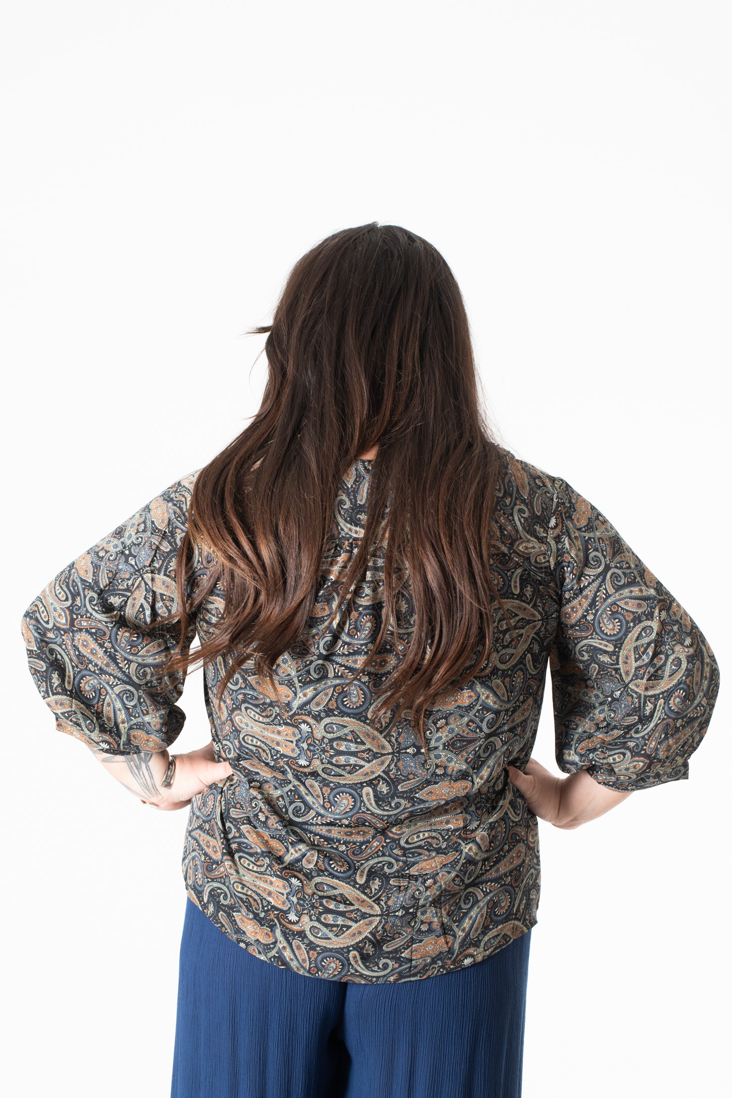Anjali Sari Inspired Peasant Top