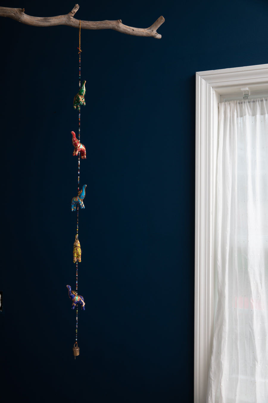 Beaded String of Fabric Shapes Wall Hanging