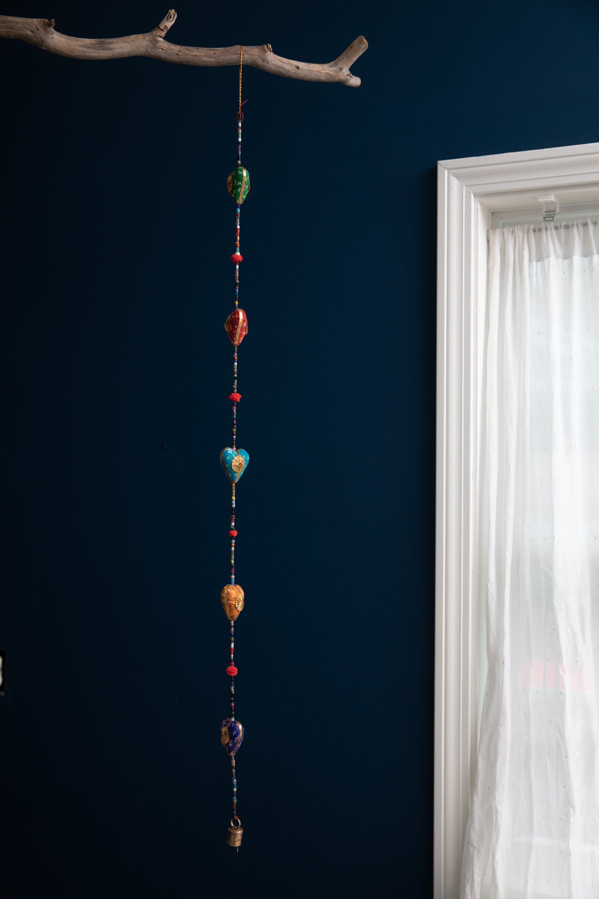 Hanging Pattern String Beaded String of Fabric Shapes Wall Hanging · Mexicali Blues