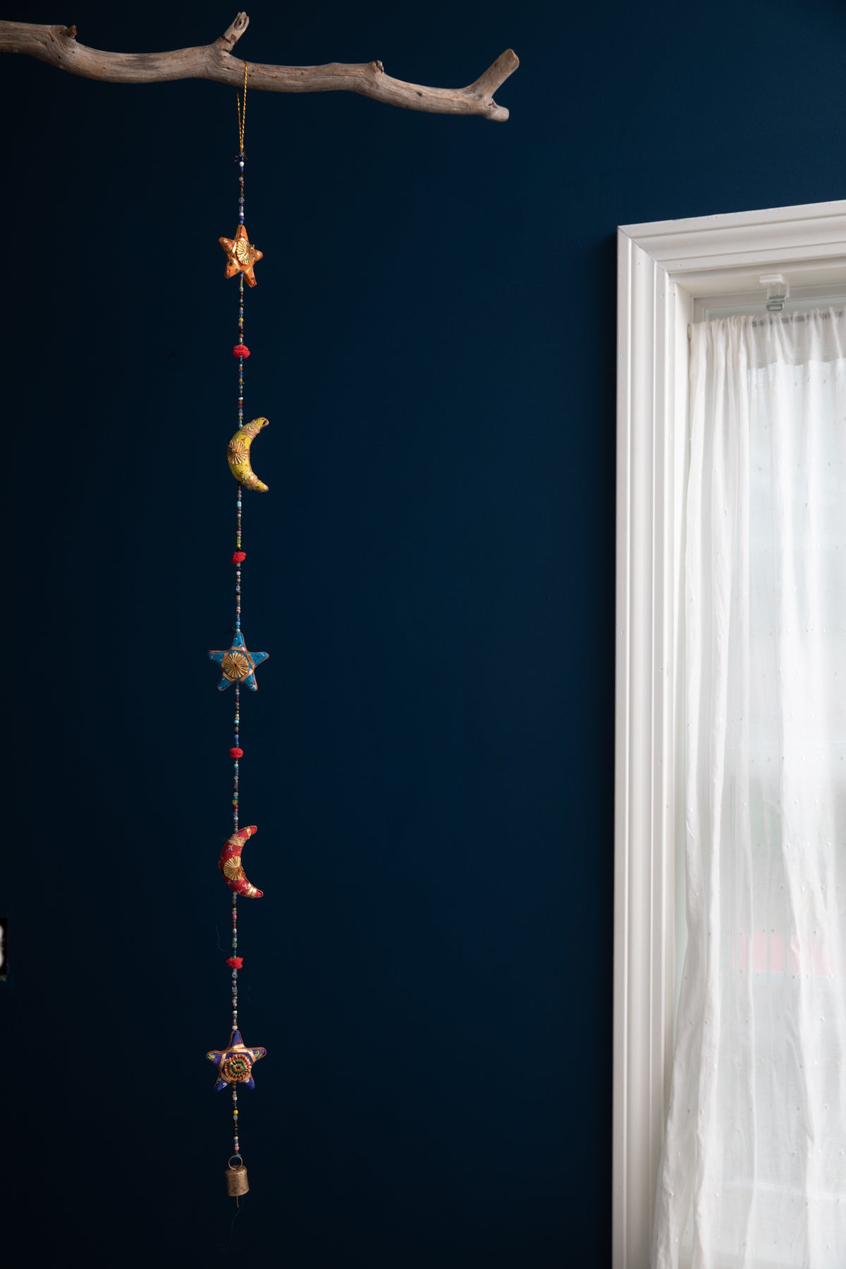 Hanging Pattern String Beaded String of Fabric Shapes Wall Hanging | Hanging Kids Decor ...