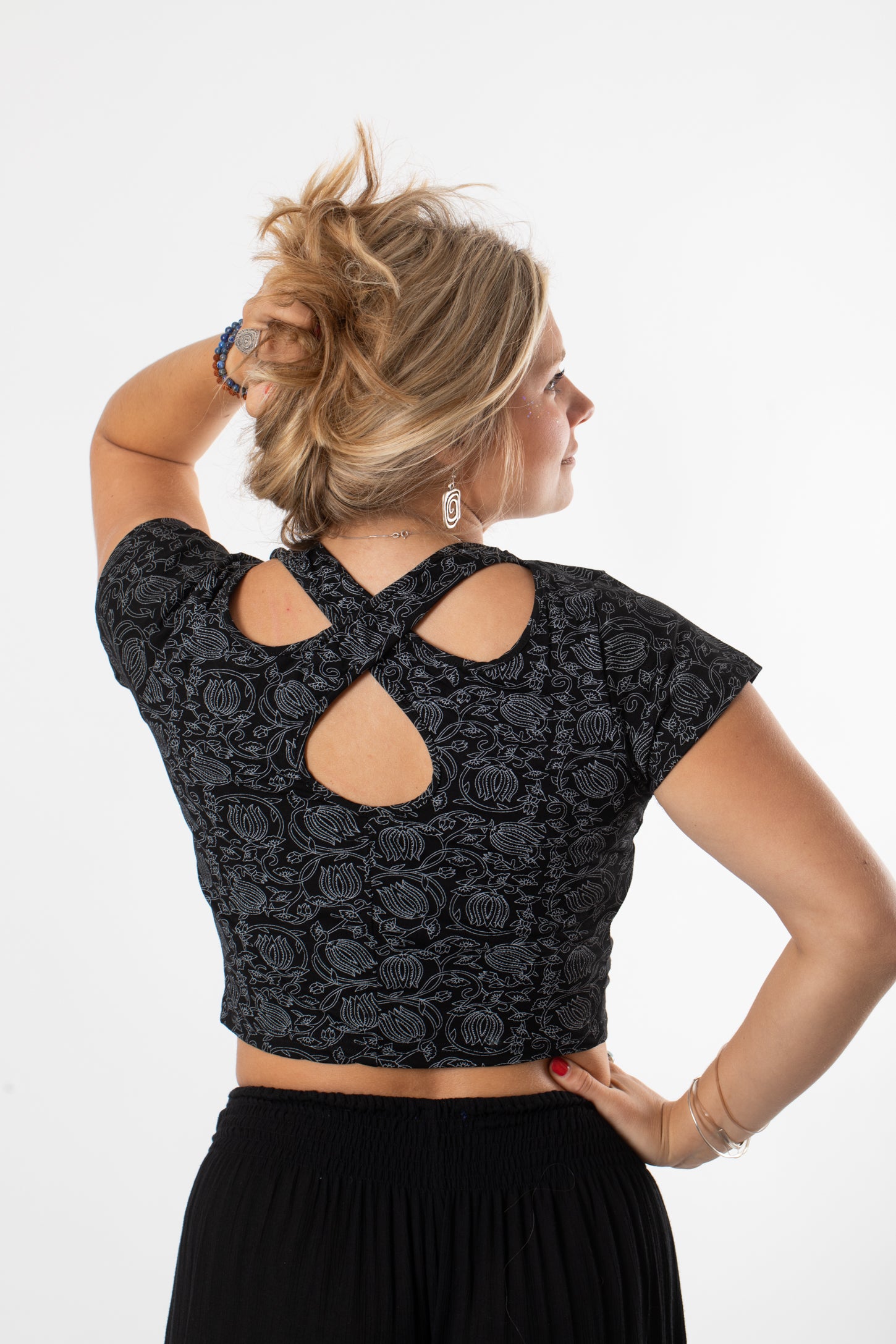 Cross Back Kyra Printed Crop Top