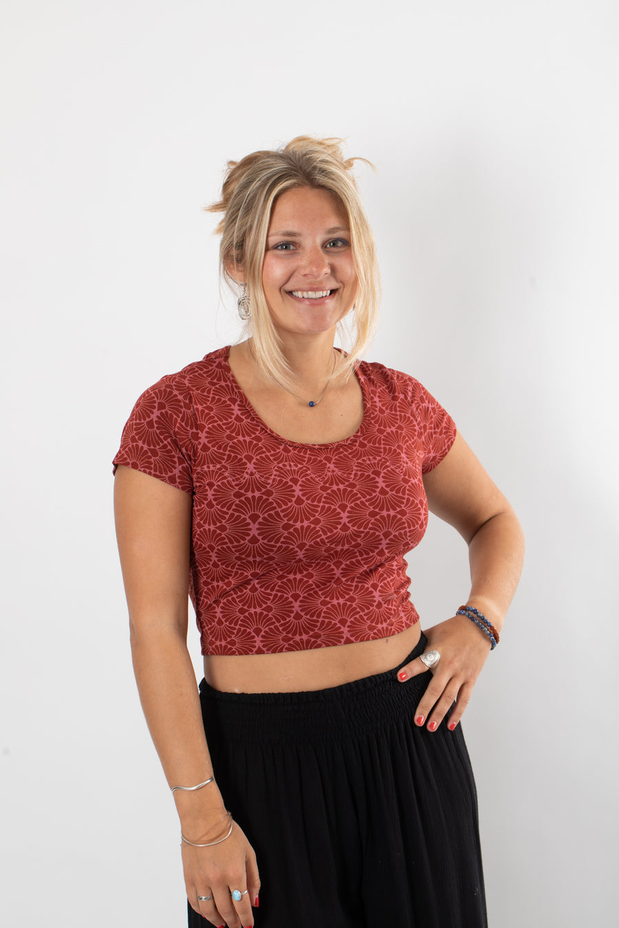 Cross Back Kyra Printed Crop Top