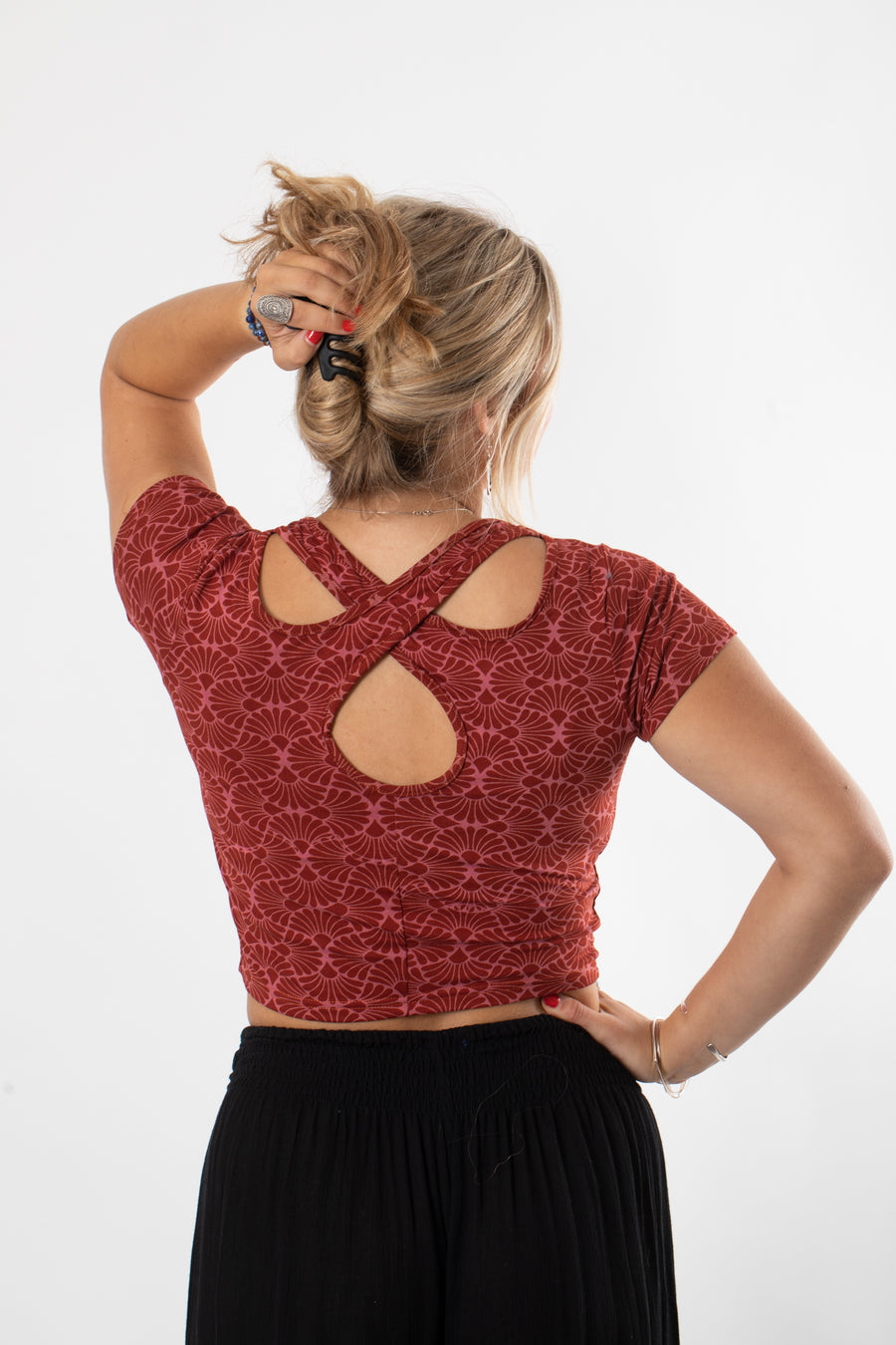Cross Back Kyra Printed Crop Top