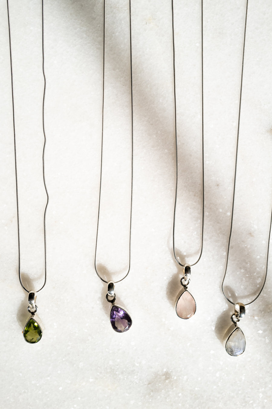 Faceted Teardrop Gem Necklace