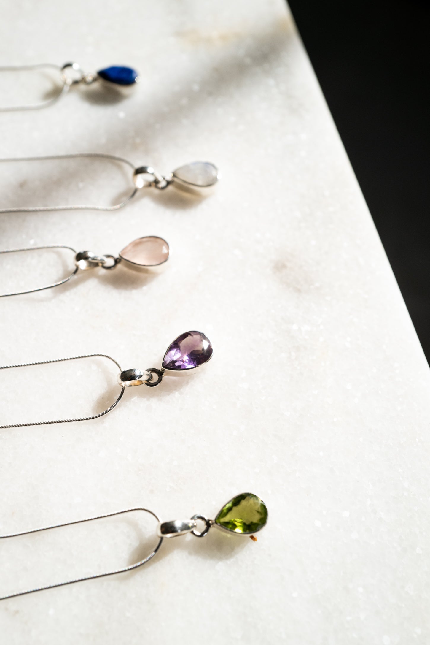 Faceted Teardrop Gem Necklace