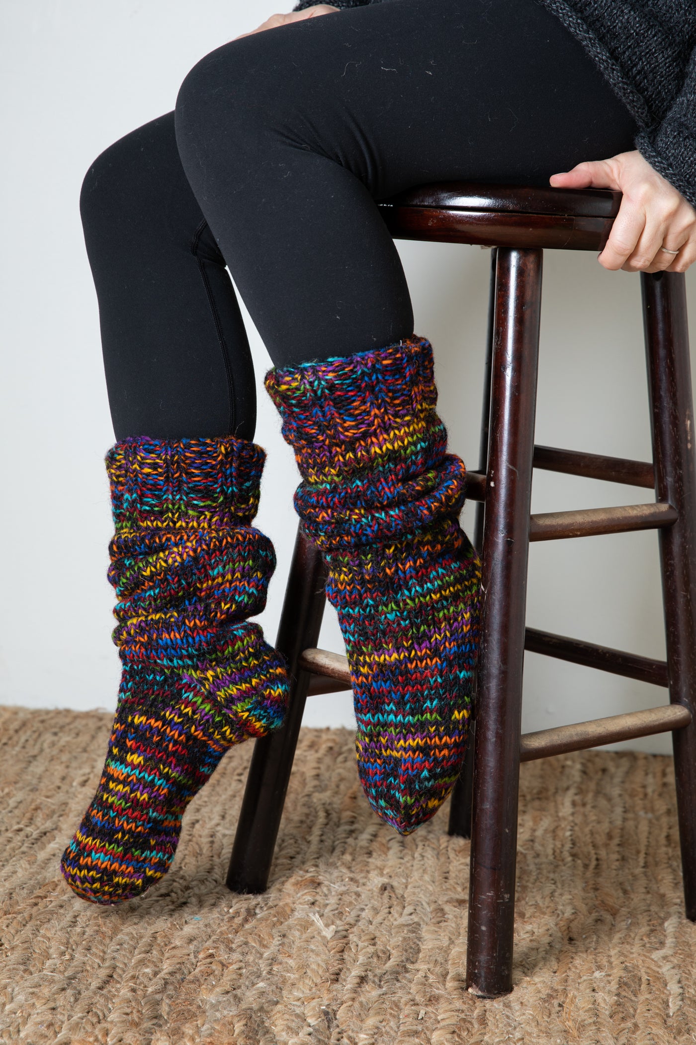Fleece Lined Wool Slipper Socks
