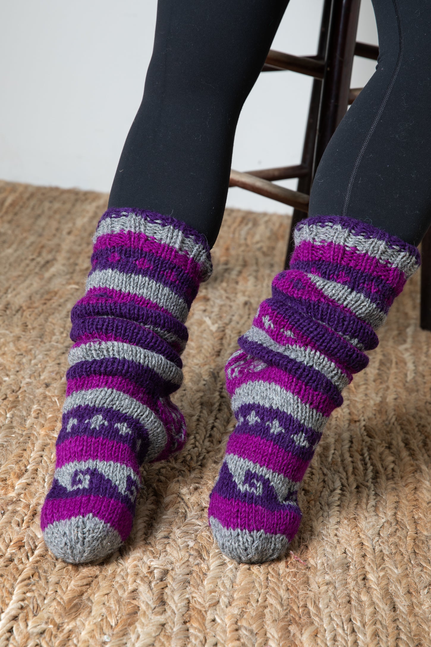 Fleece Lined Wool Slipper Socks
