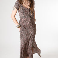 Flora Cap Sleeve Button Maxi Dress
