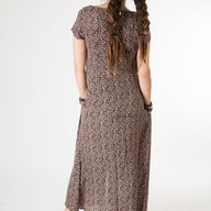 Flora Cap Sleeve Button Maxi Dress