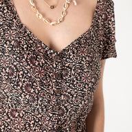 Flora Cap Sleeve Button Maxi Dress