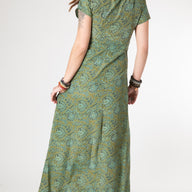 Flora Cap Sleeve Button Maxi Dress