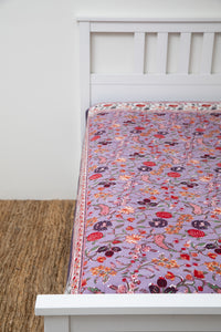 Block print floral tapestry in lavender