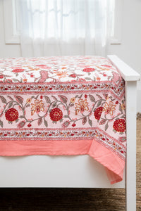 Block print floral tapestry in pink