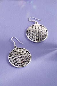 sterling silver flower of life sacred geometry earrings