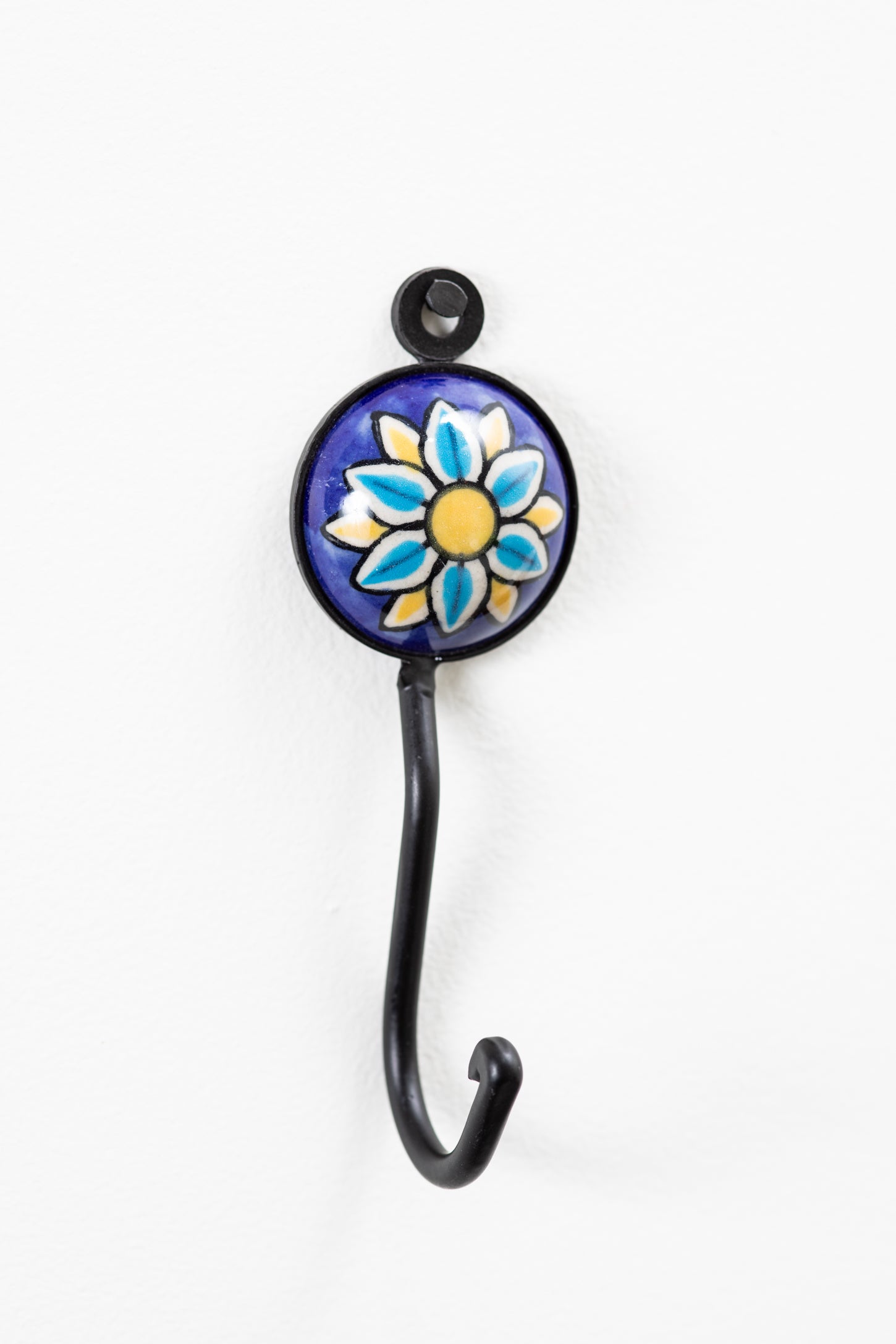 Hand Painted Round Ceramic Tile Hook