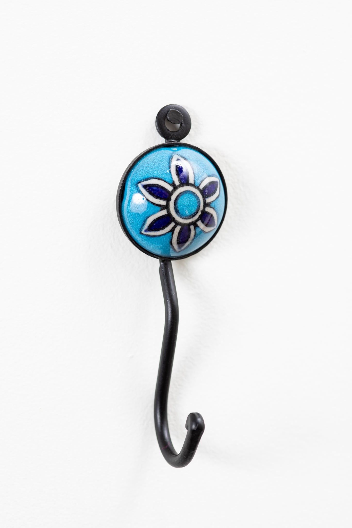 Hand Painted Round Ceramic Tile Hook