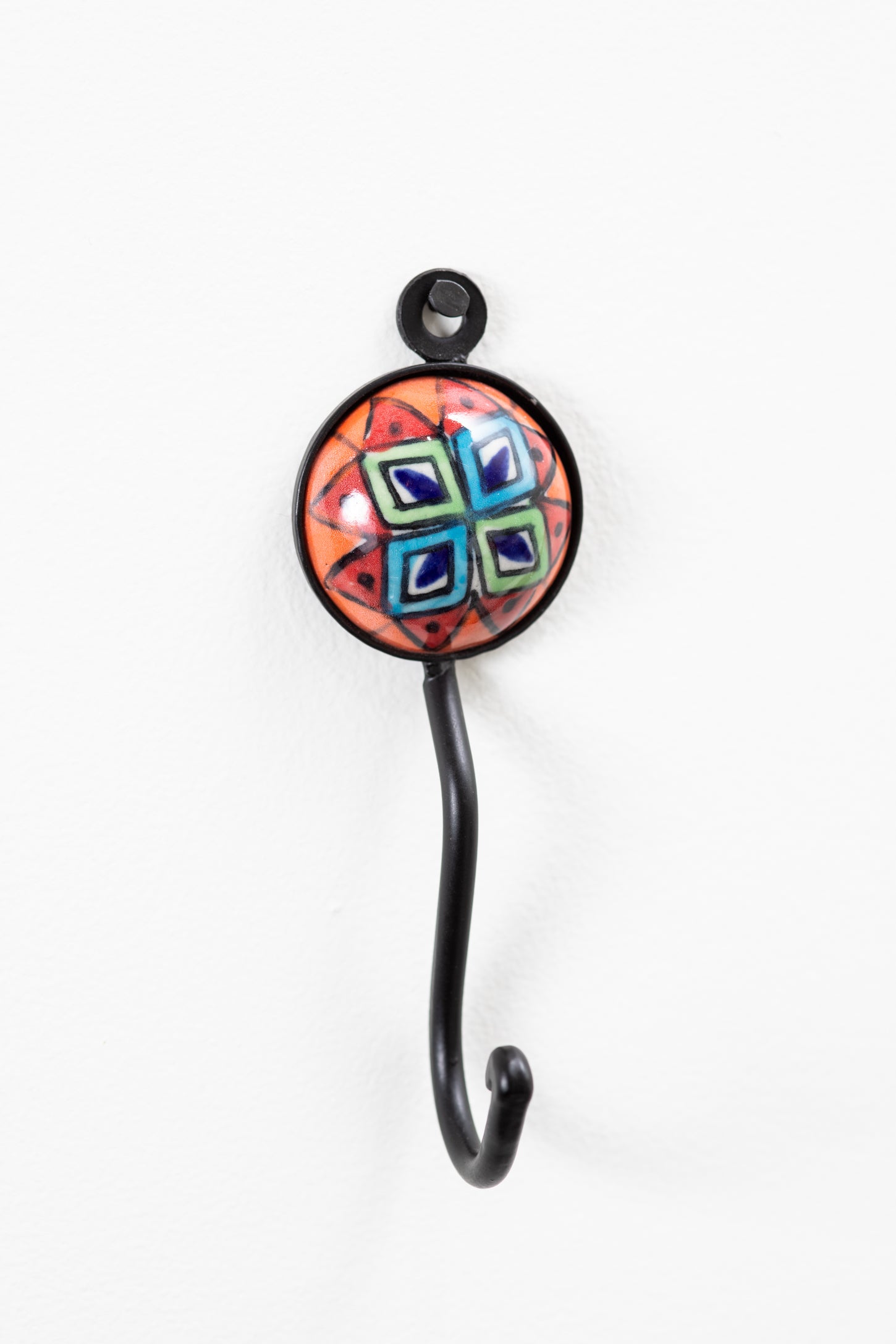 Hand Painted Round Ceramic Tile Hook