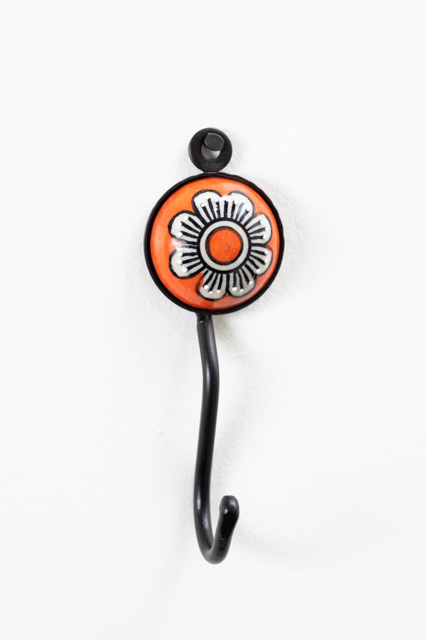 Hand Painted Round Ceramic Tile Hook