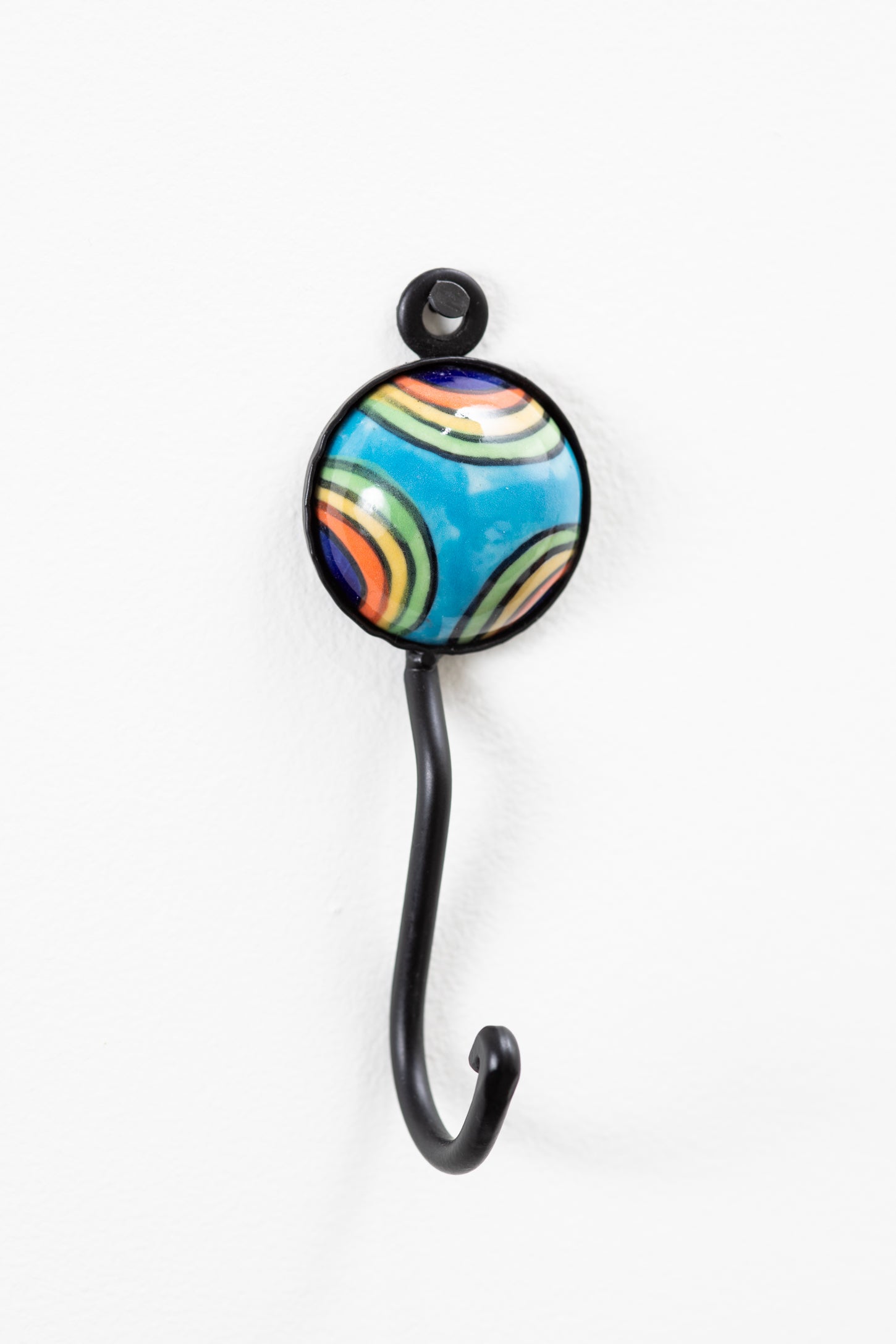 Hand Painted Round Ceramic Tile Hook