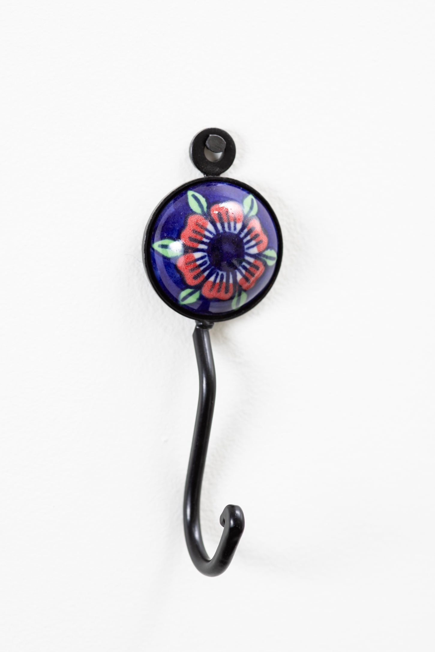 Hand Painted Round Ceramic Tile Hook
