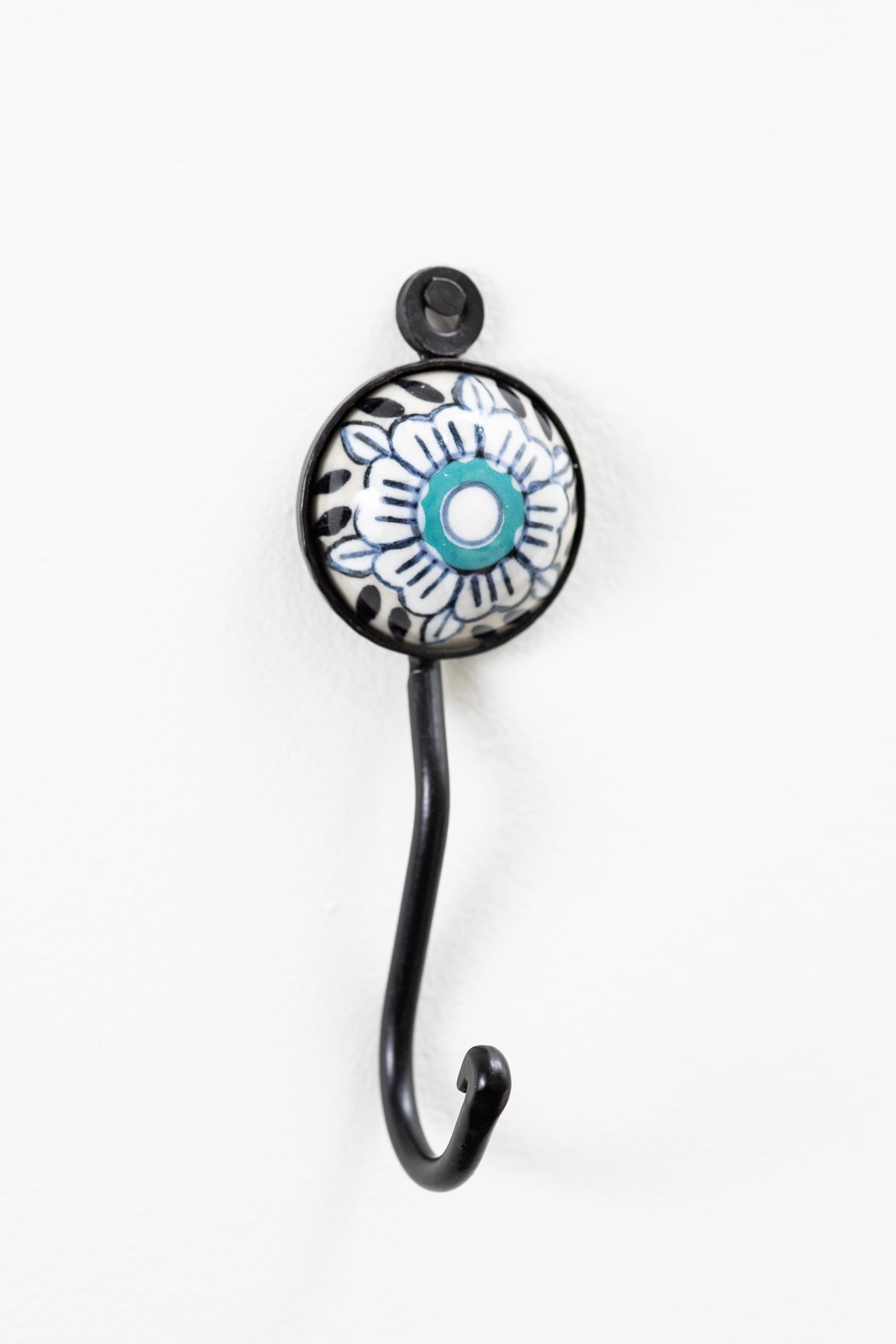 Hand Painted Round Ceramic Tile Hook