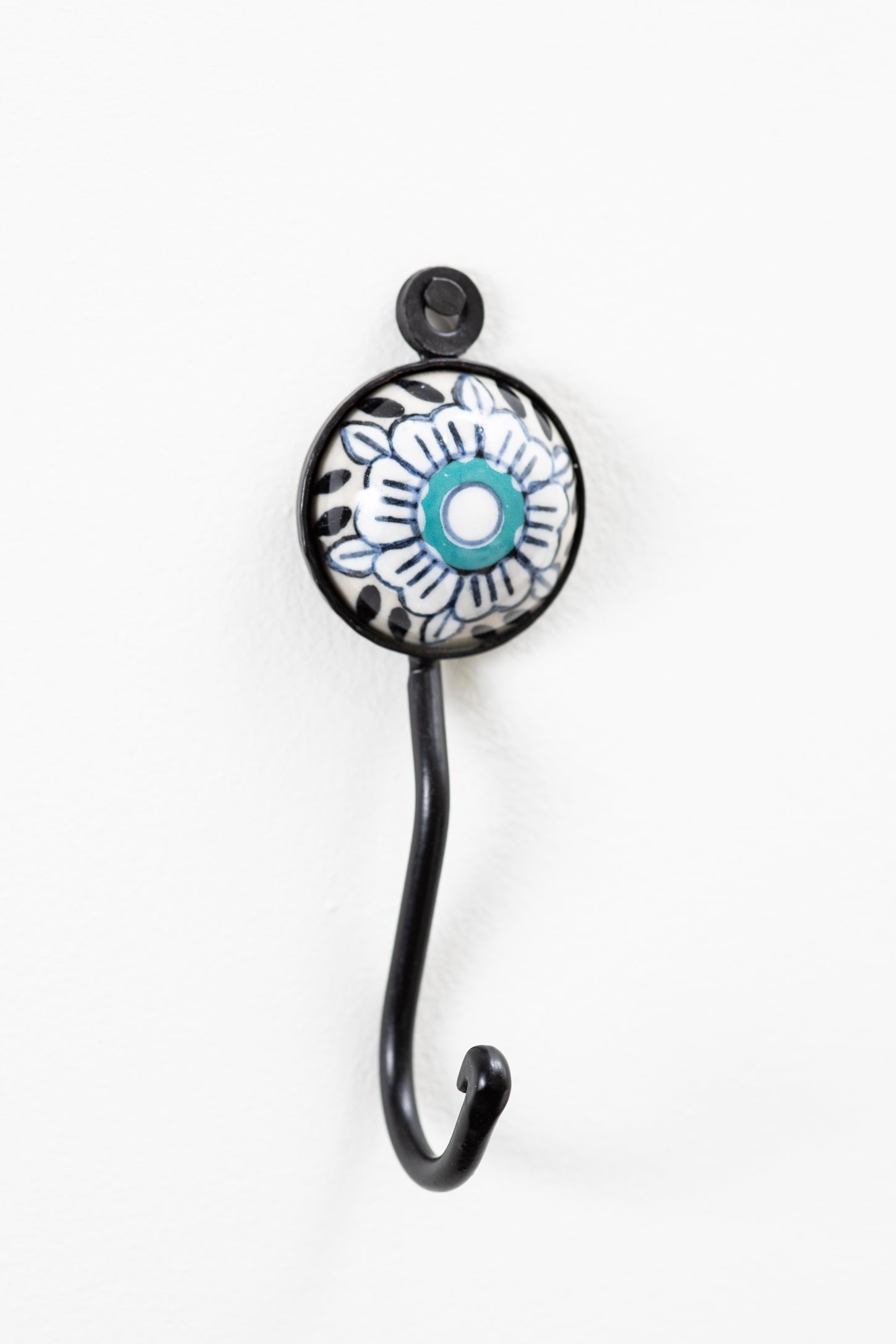 Hand Painted Round Ceramic Tile Hook