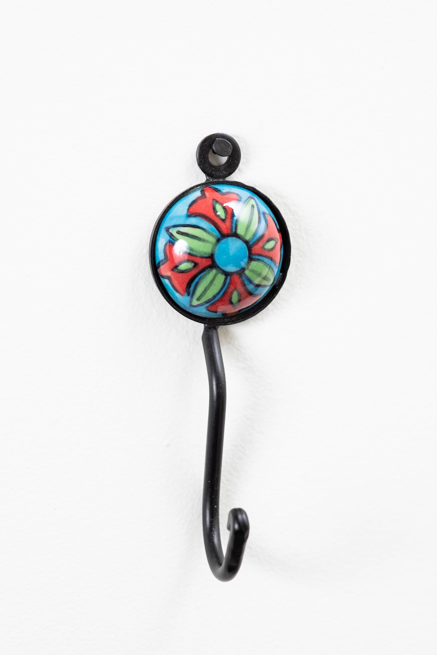 Hand Painted Round Ceramic Tile Hook