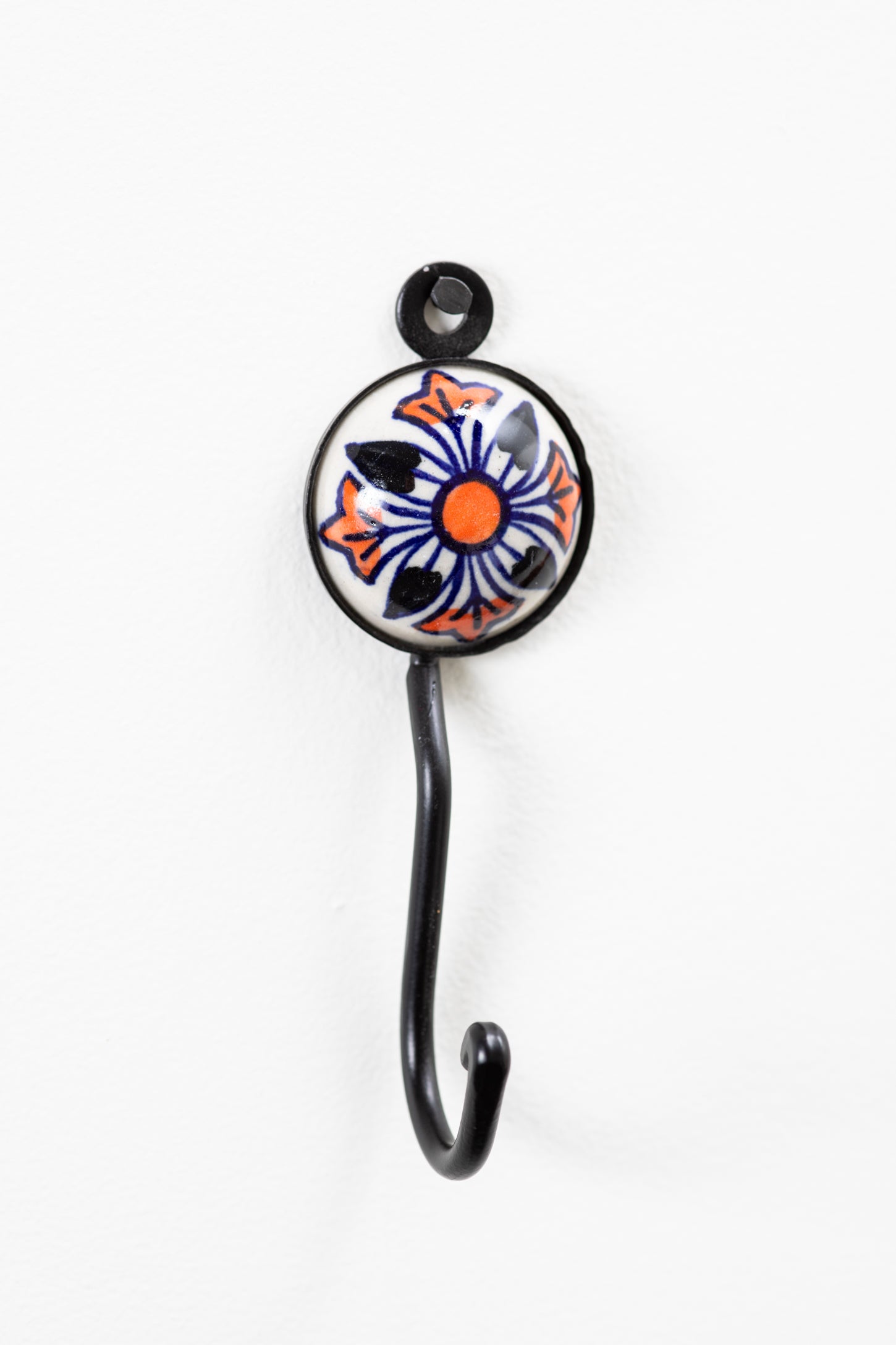 Hand Painted Round Ceramic Tile Hook