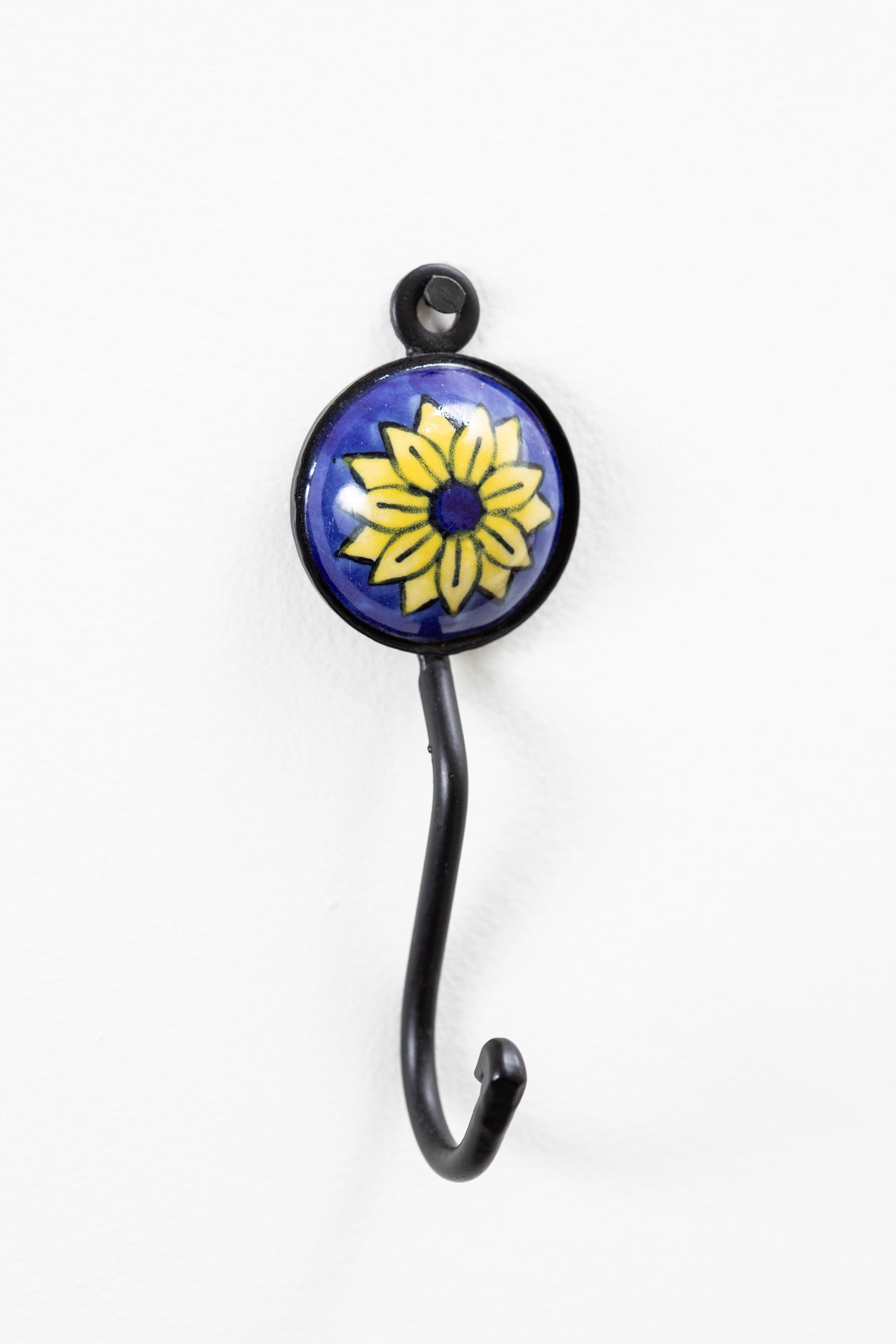 Hand Painted Round Ceramic Tile Hook