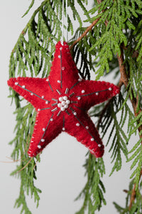 Handmade Felt Holiday Ornament in Star