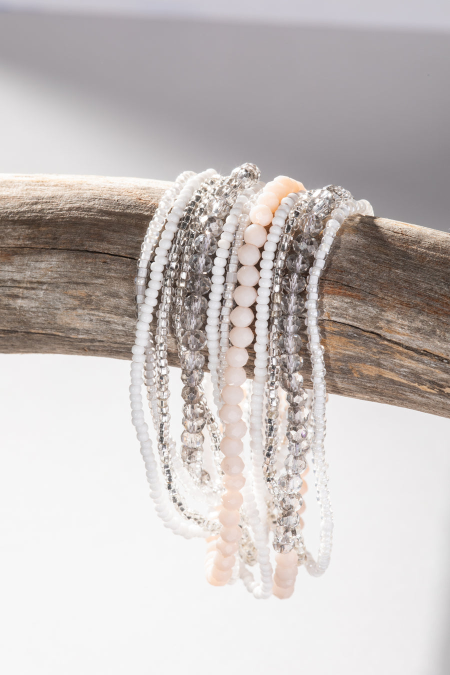 white multi strand boho bead necklace handmade guatemalan jewelry