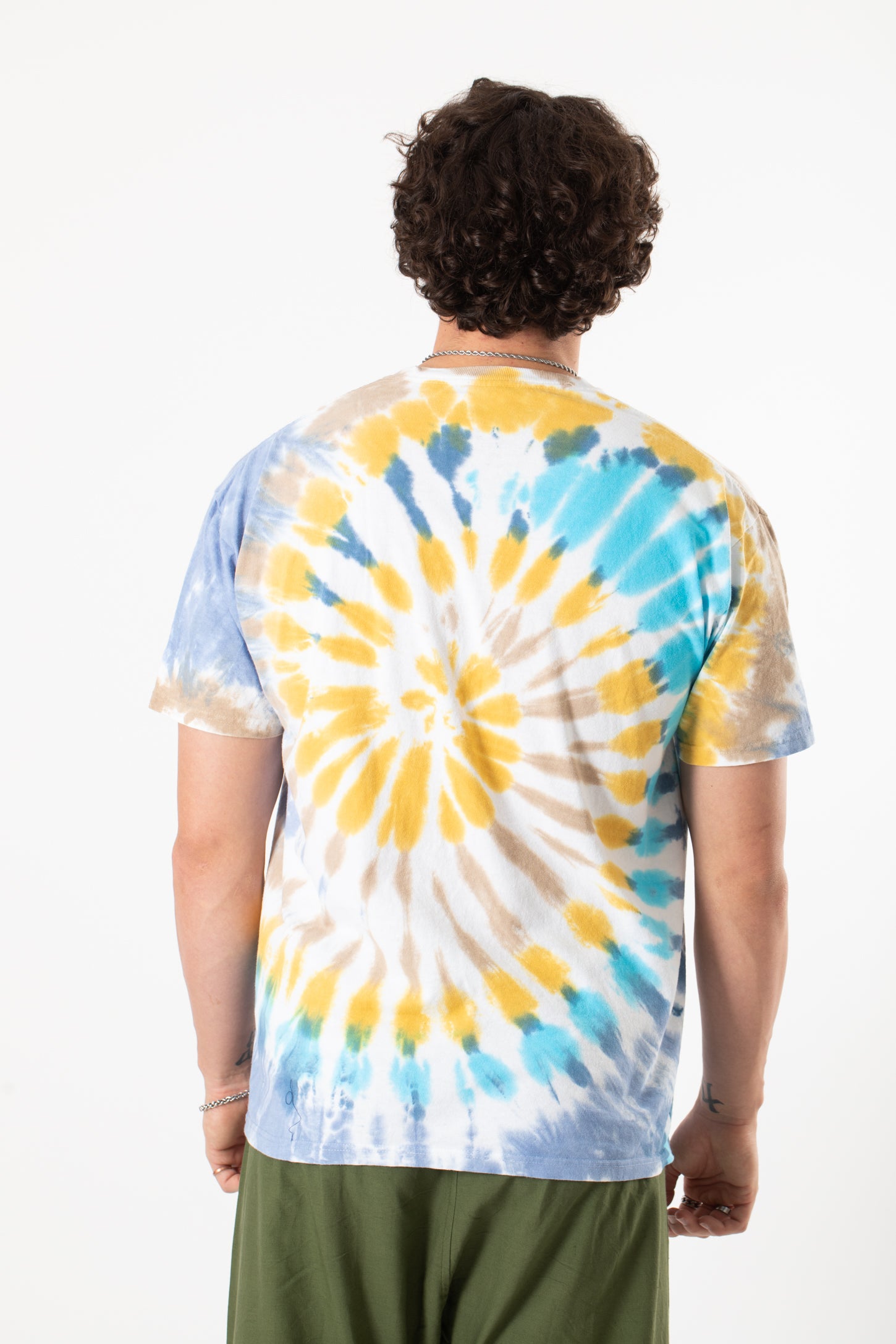 Blue and yellow tie dye shirt on sale