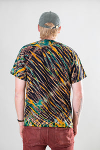 Lightning Tie Dye T-Shirt in Black with Gold and Jade