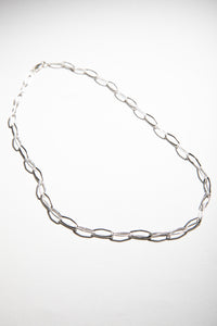 Elongated link chain necklace sterling silver boho layering piece