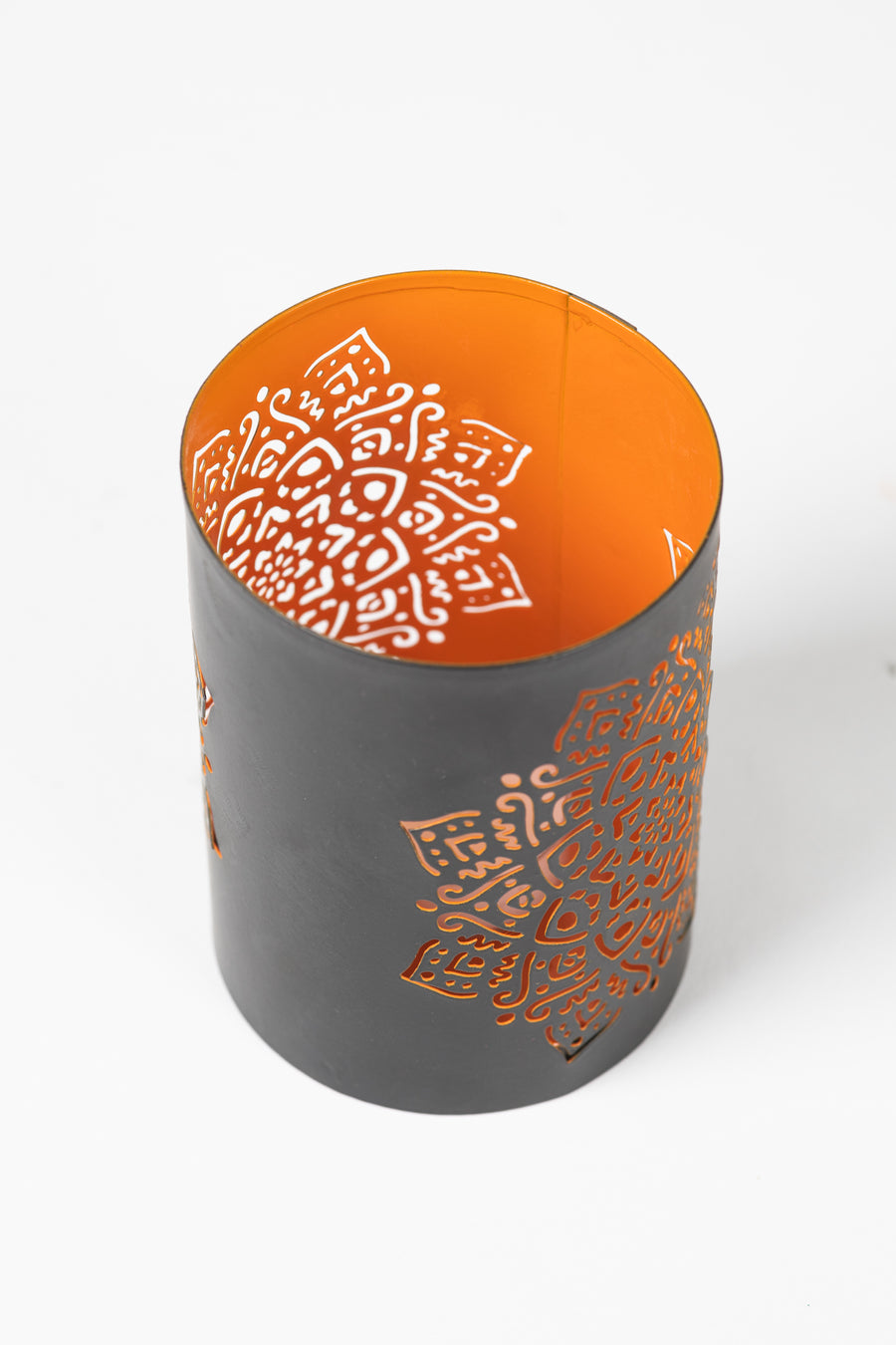 Lotus Laser Cut Pierced Tin Candle Holder