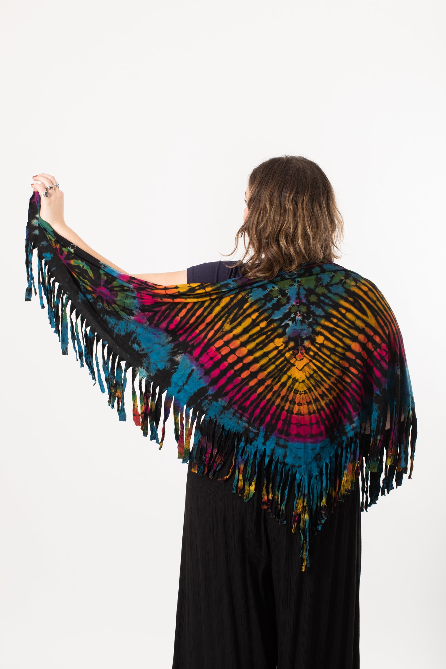 Magic Mudmee Tie Dye Fringe Shawl