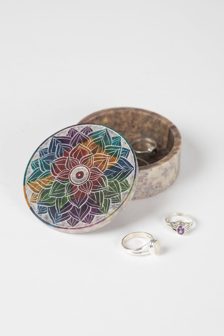 Multicolor Mandala Soapstone Box