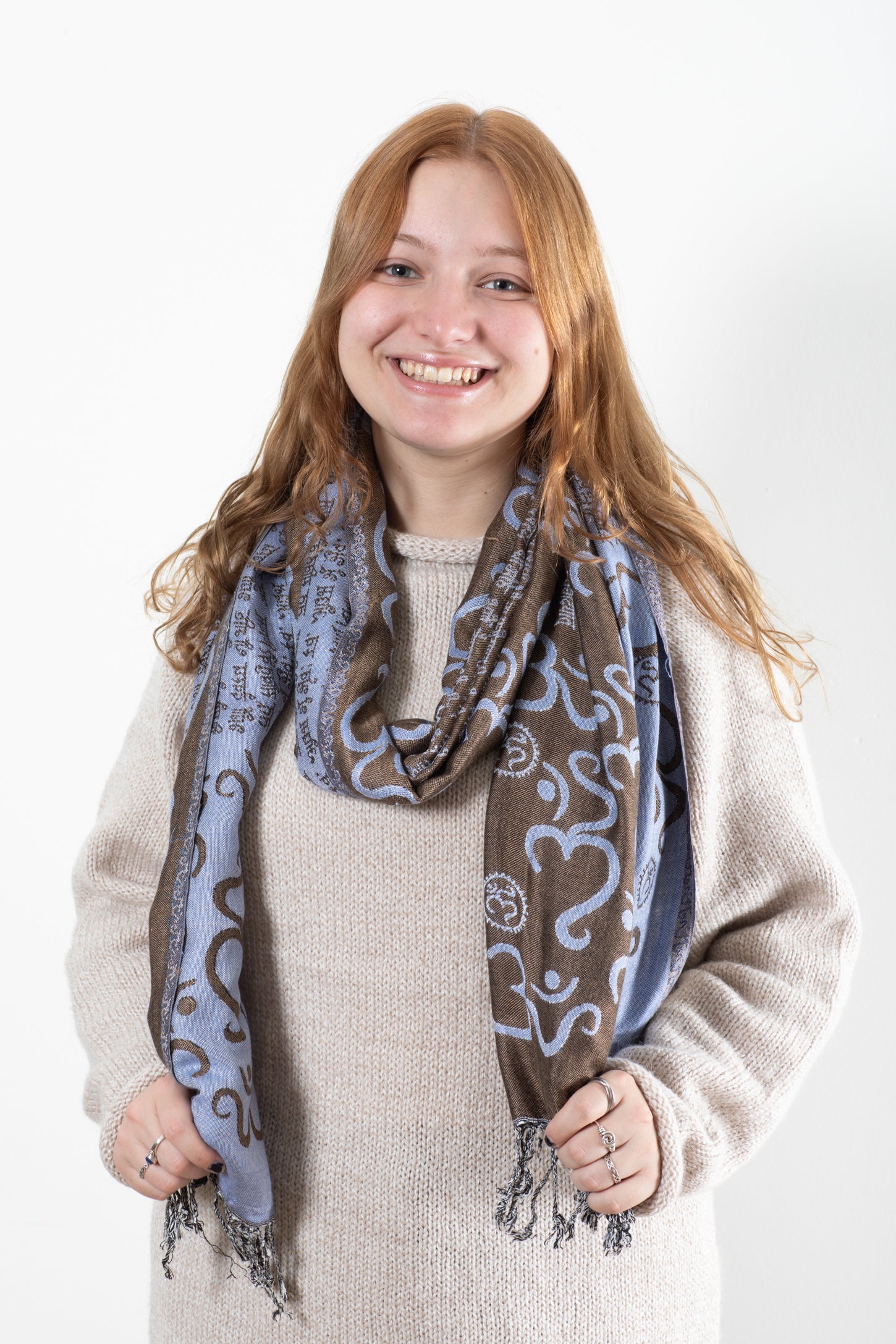 Ohm Patterned Reversible Fringe Shawl · Mexicali Blues
