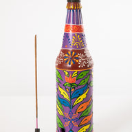 Painted Glass Bottle Incense Burner