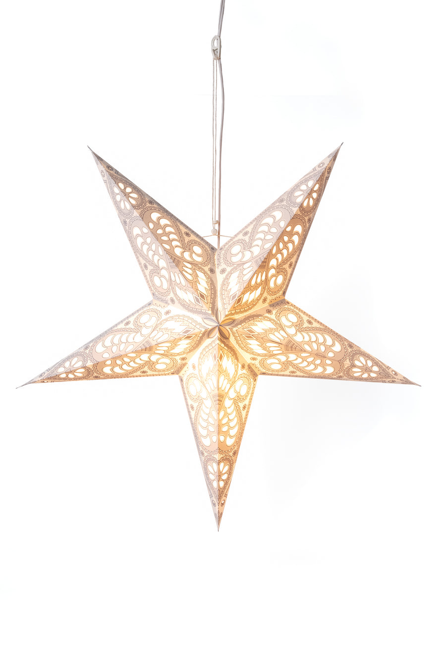 Paper star lantern in ganesh  - white. Light kit sold separately.