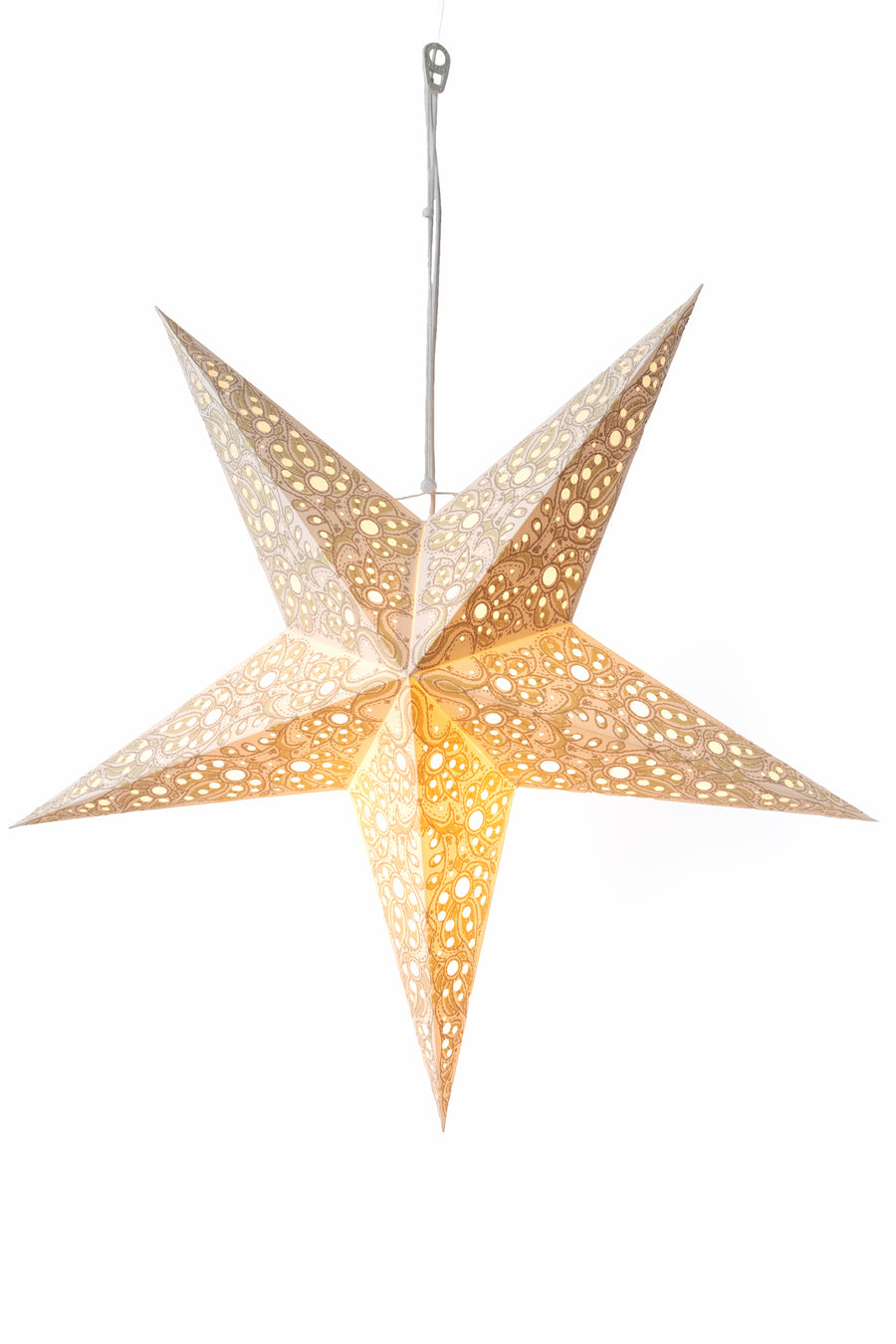 Paper star lantern in mari  - white. Light kit sold separately.