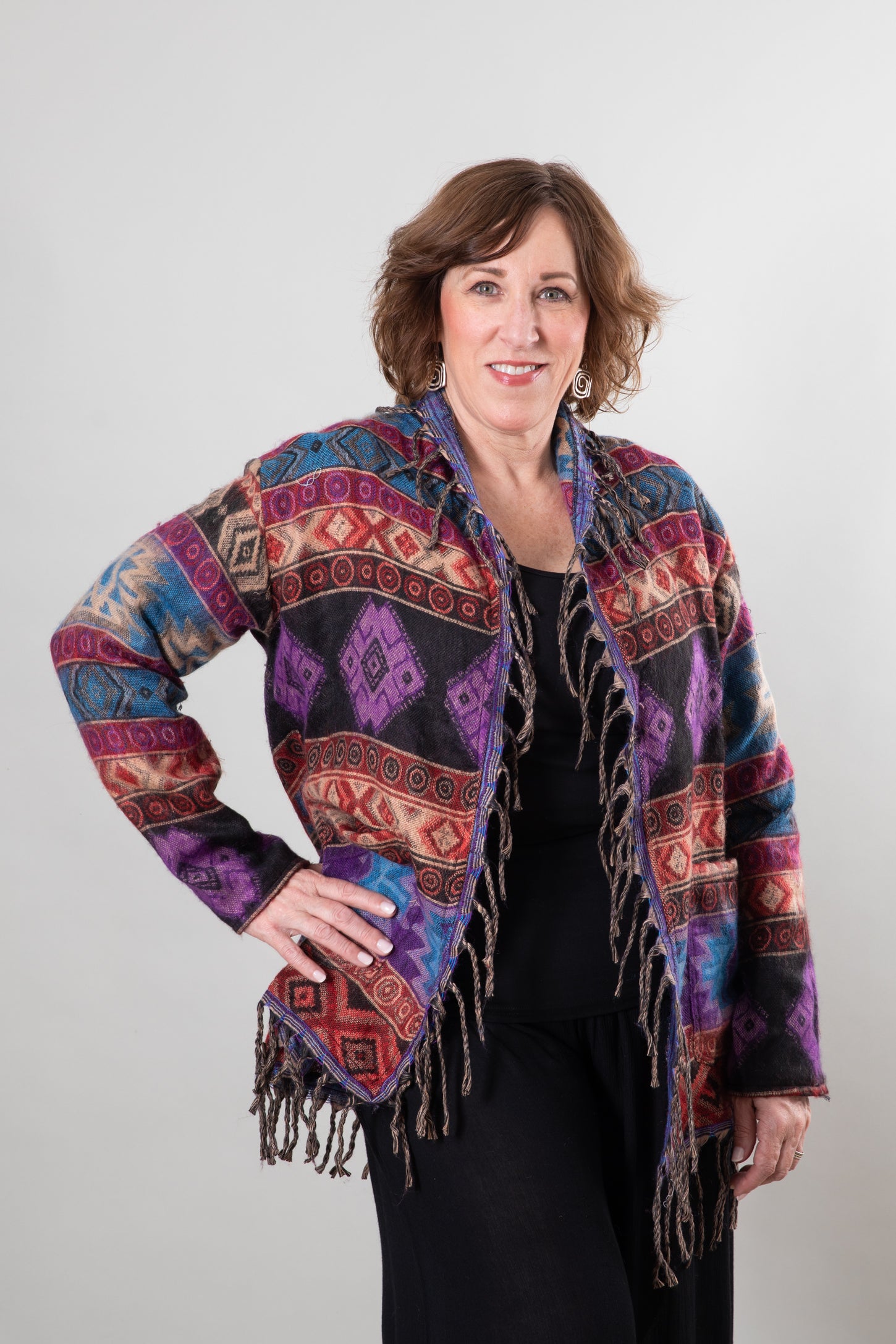 Fringe shawl hotsell sweater