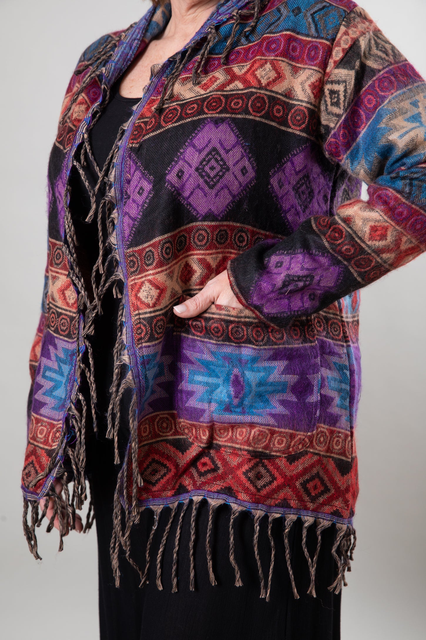 Fringe shawl cardigan shop