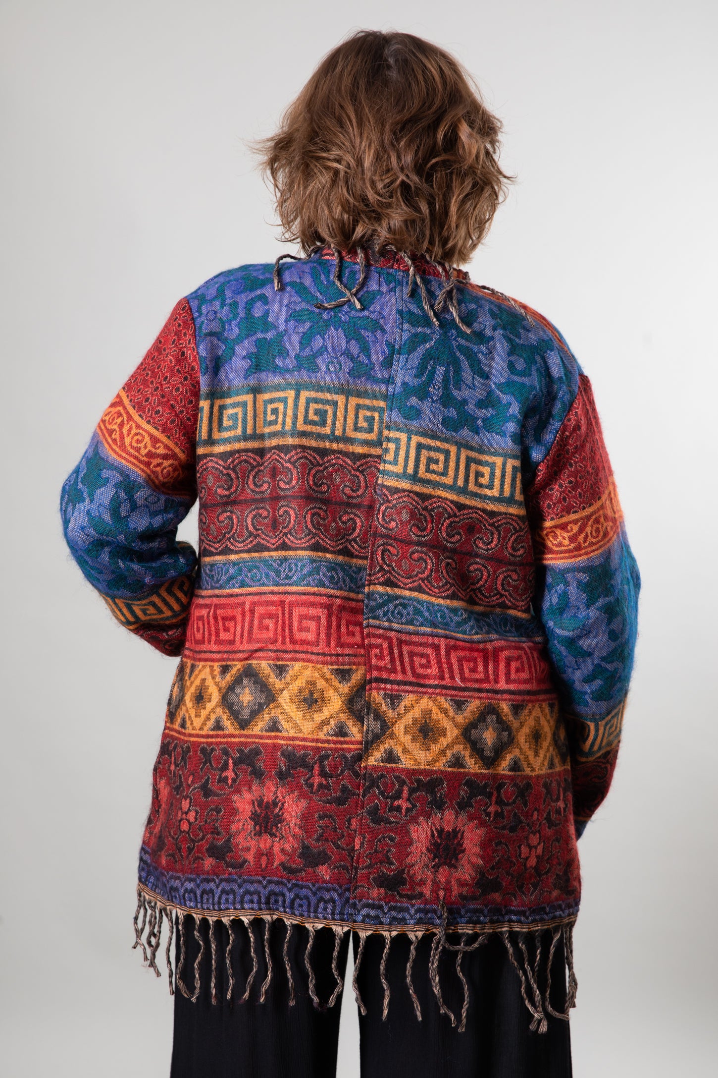 Fringe shawl cardigan hot sale